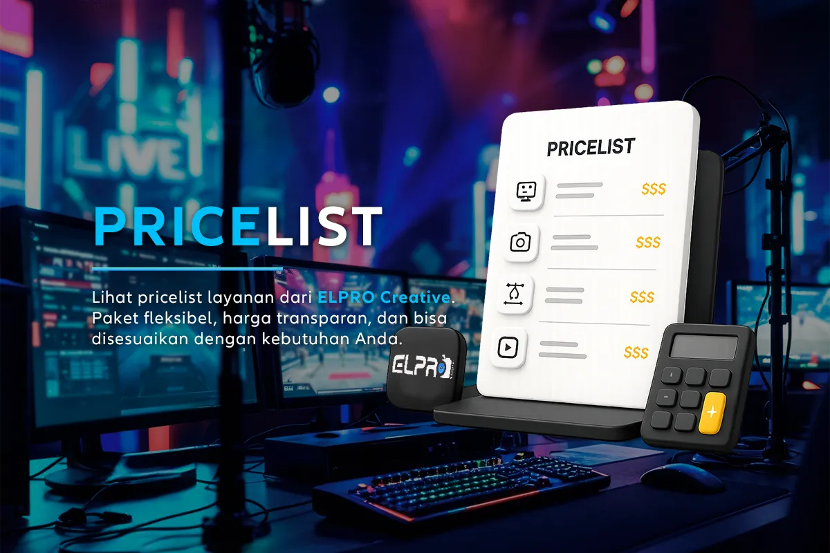 Ilustrasi pricelist layanan dari ELPRO Creative dengan desain modern dan profesional