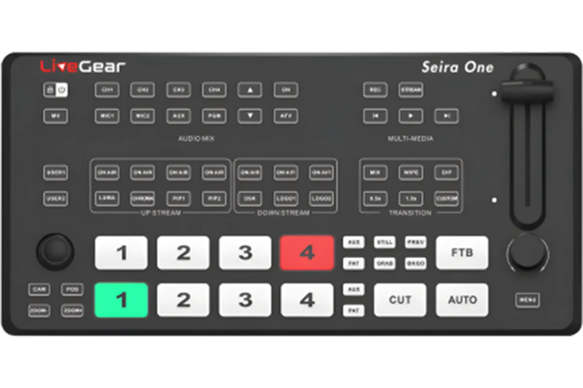 Switcher Video untuk Multicam LiveGear Vinega SH dengan desain praktis dan fitur dasar, ideal untuk live streaming dan event sederhana.