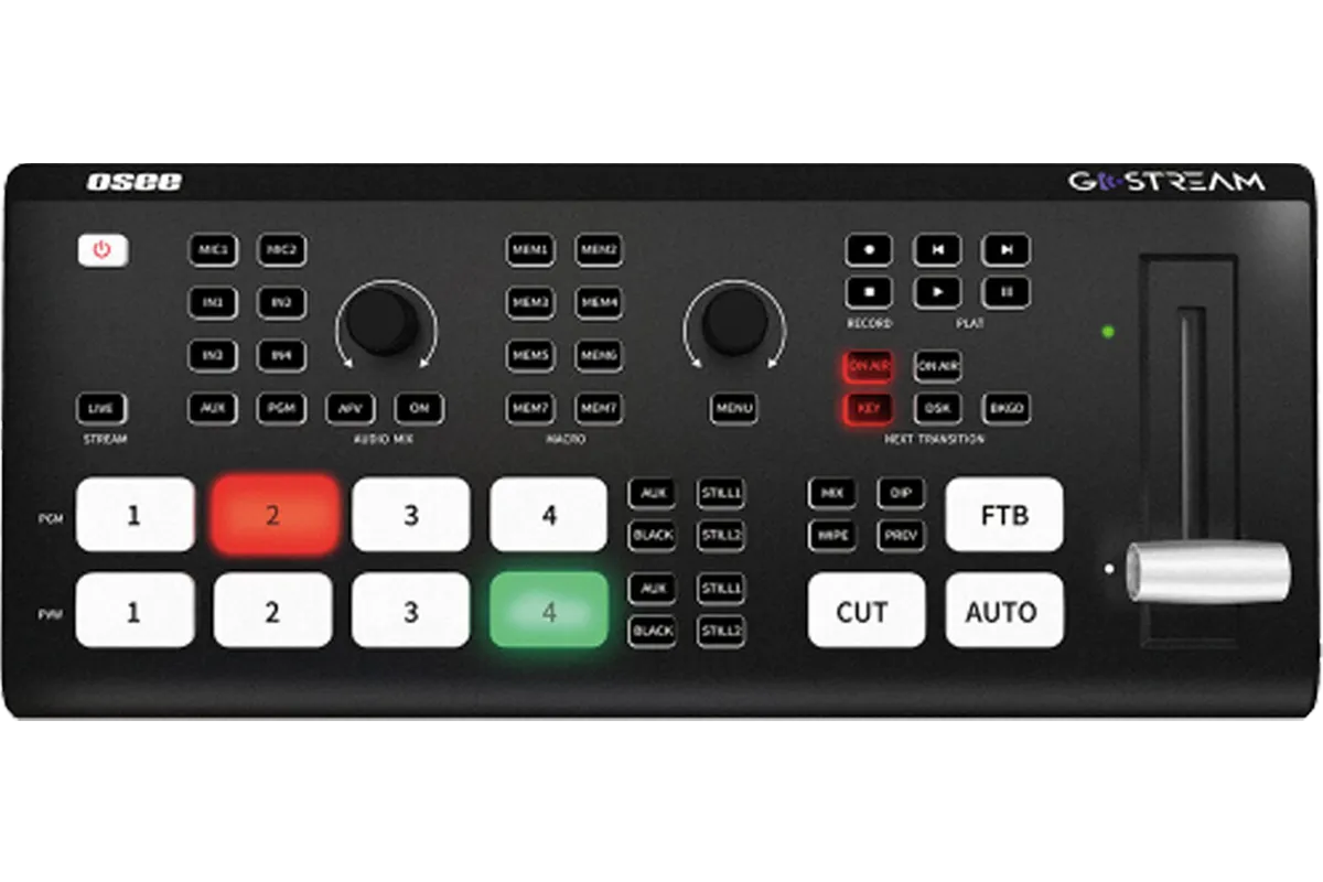 Switcher Video untuk Multicam Osee Gostream Deck 4K dengan kualitas gambar tinggi dan fitur streaming, cocok untuk produksi event profesional.